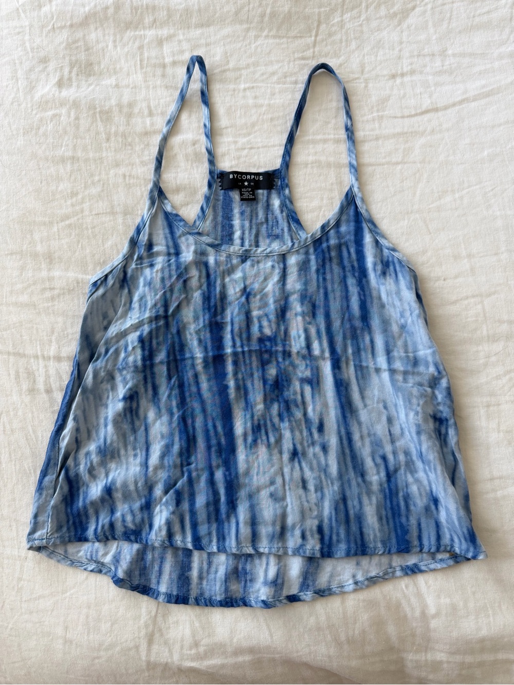By Corpus Blue Tie-Dye Strappy Tank Top